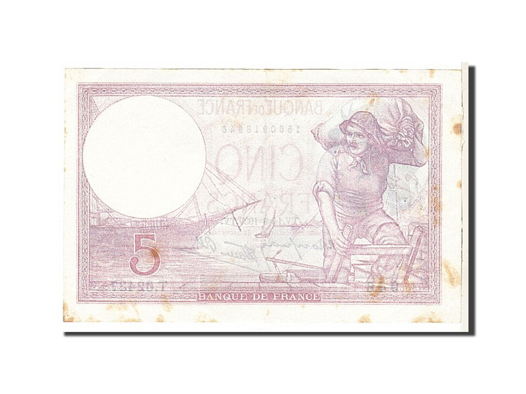 Banknote, France, 5 Francs, 5 F 1917-1940 ''Violet'', 1939, EF(40-45), KM:83