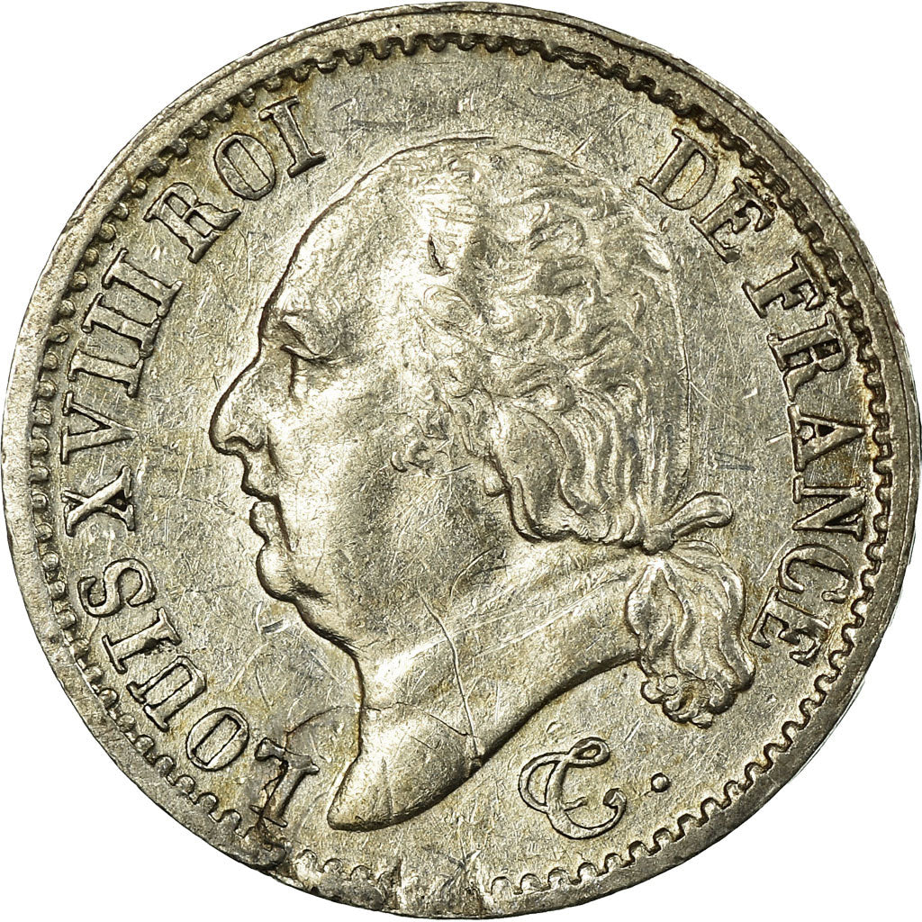 Frankreich, Louis XVIII, 1/4 Franc, 1822, Paris, Silber, SS+, Gadoury:352