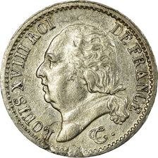 France, Louis XVIII, 1/4 Franc, 1822, Paris, Silver, AU(50-53), Gadoury:352