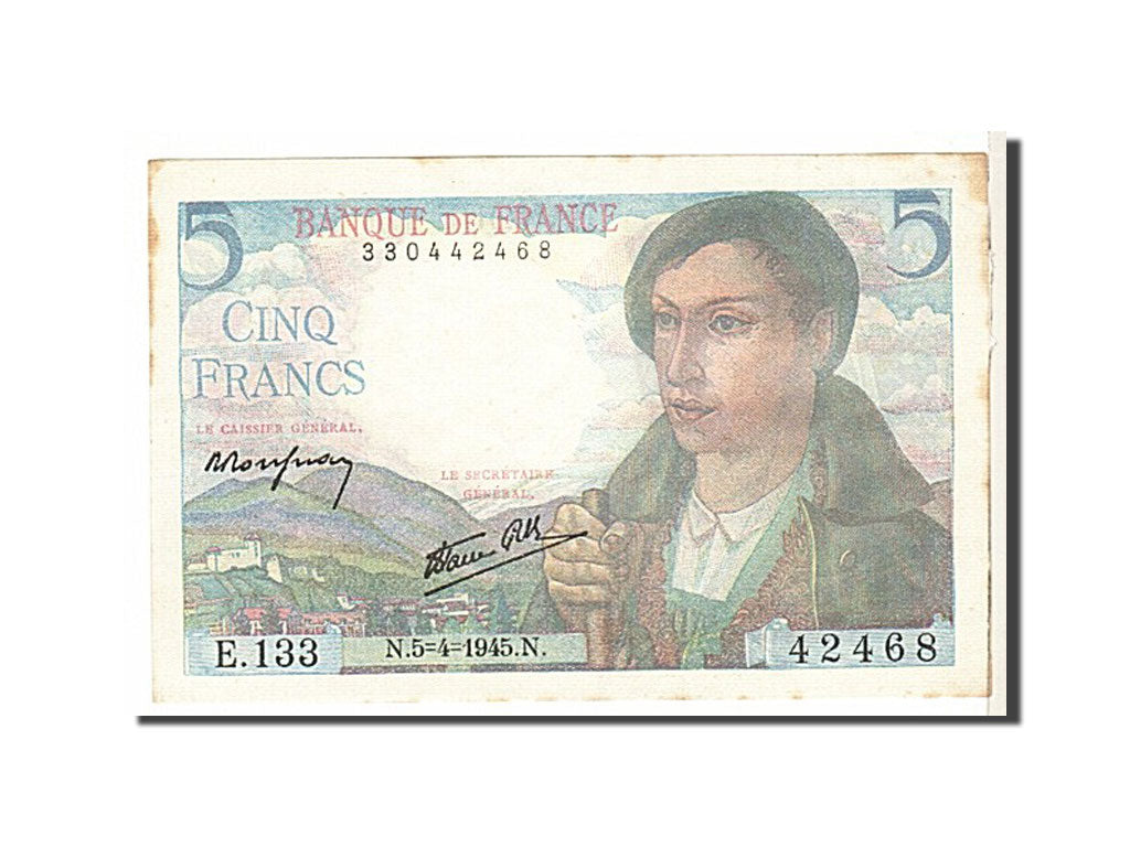 Biljet, Frankrijk, 5 Francs, 5 F 1943-1947 ''Berger'', 1945, SUP, Fayette:5.6