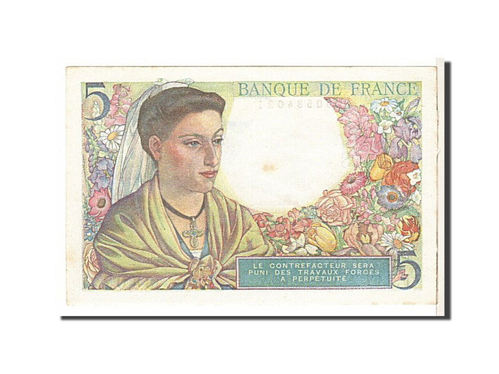 Geldschein, Frankreich, 5 Francs, 5 F 1943-1947 ''Berger'', 1943, VZ