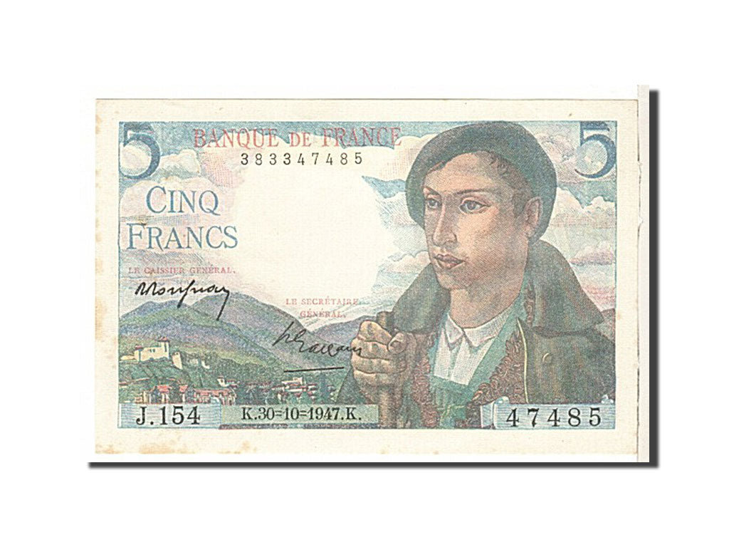 Banknote, France, 5 Francs, 5 F 1943-1947 ''Berger'', 1947, AU(55-58)