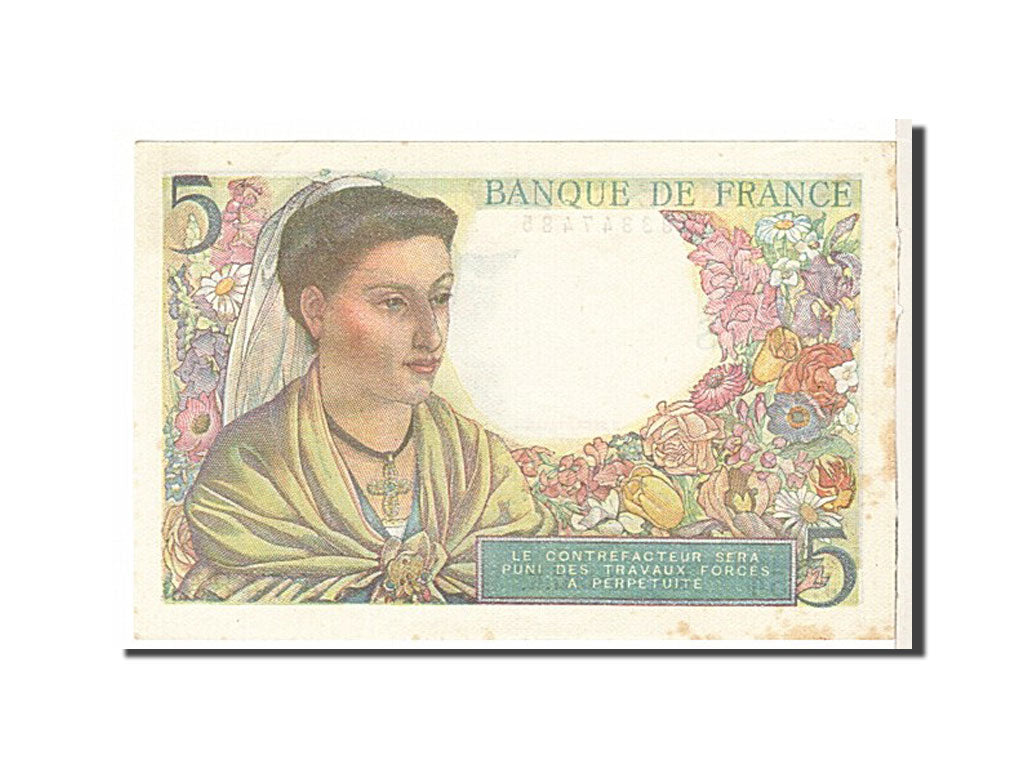 Banknote, France, 5 Francs, 5 F 1943-1947 ''Berger'', 1947, AU(55-58)