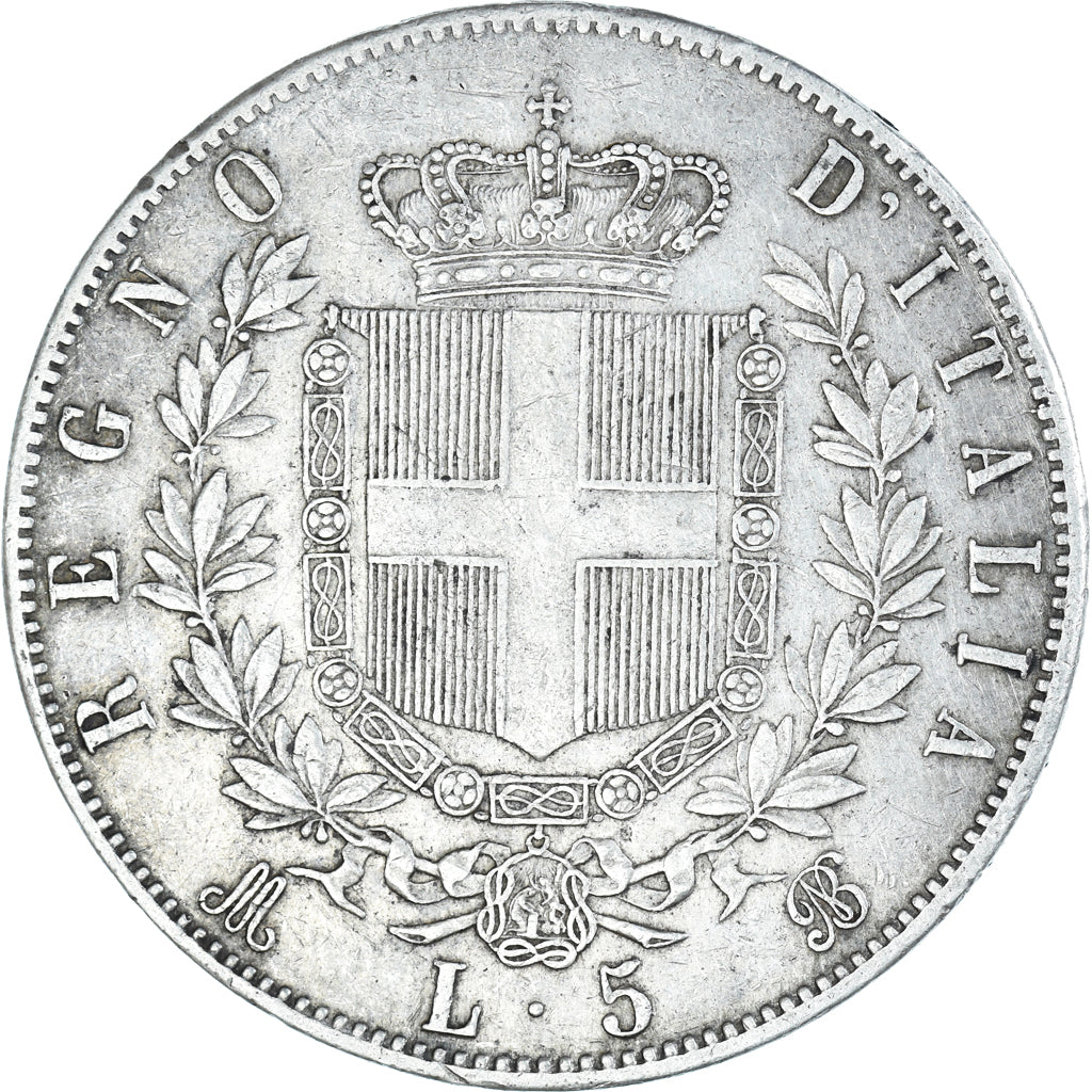 Coin, Italy, Vittorio Emanuele II, 5 Lire, 1870, Milan, VF(30-35), Silver