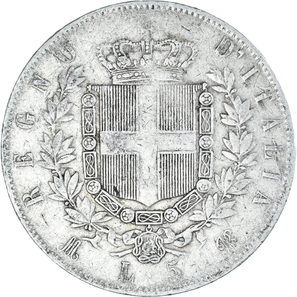 Coin, Italy, Vittorio Emanuele II, 5 Lire, 1873, Milan, VF(20-25), Silver