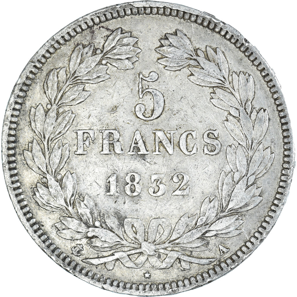 Moneta, Francia, Louis-Philippe, 5 Francs, 1832, Paris, BB, Argento, KM:749.1