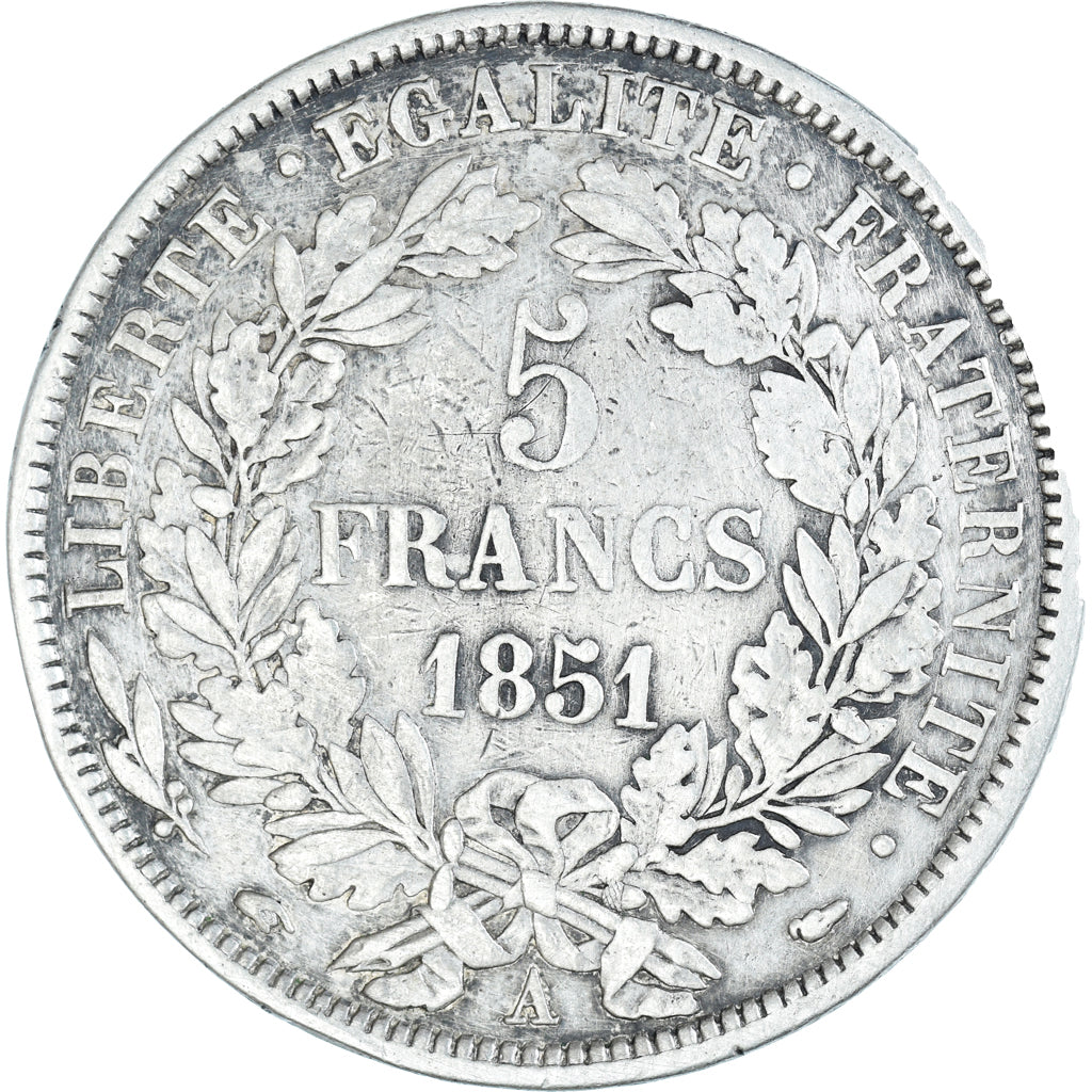 France, Cérès, 5 Francs, 1851, Paris, TB, Argent, KM:761.1