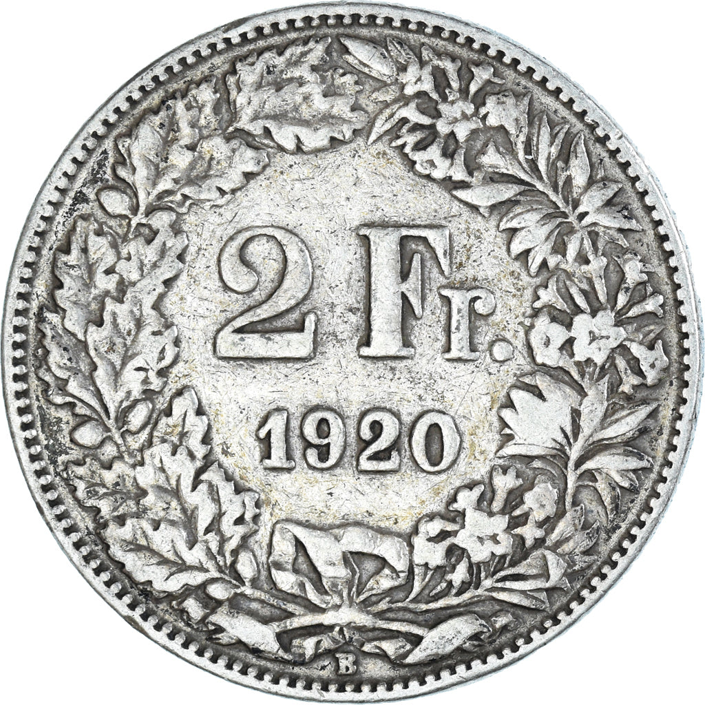Coin, Switzerland, 2 Francs, 1920, Berne, VF(20-25), Silver, KM:21