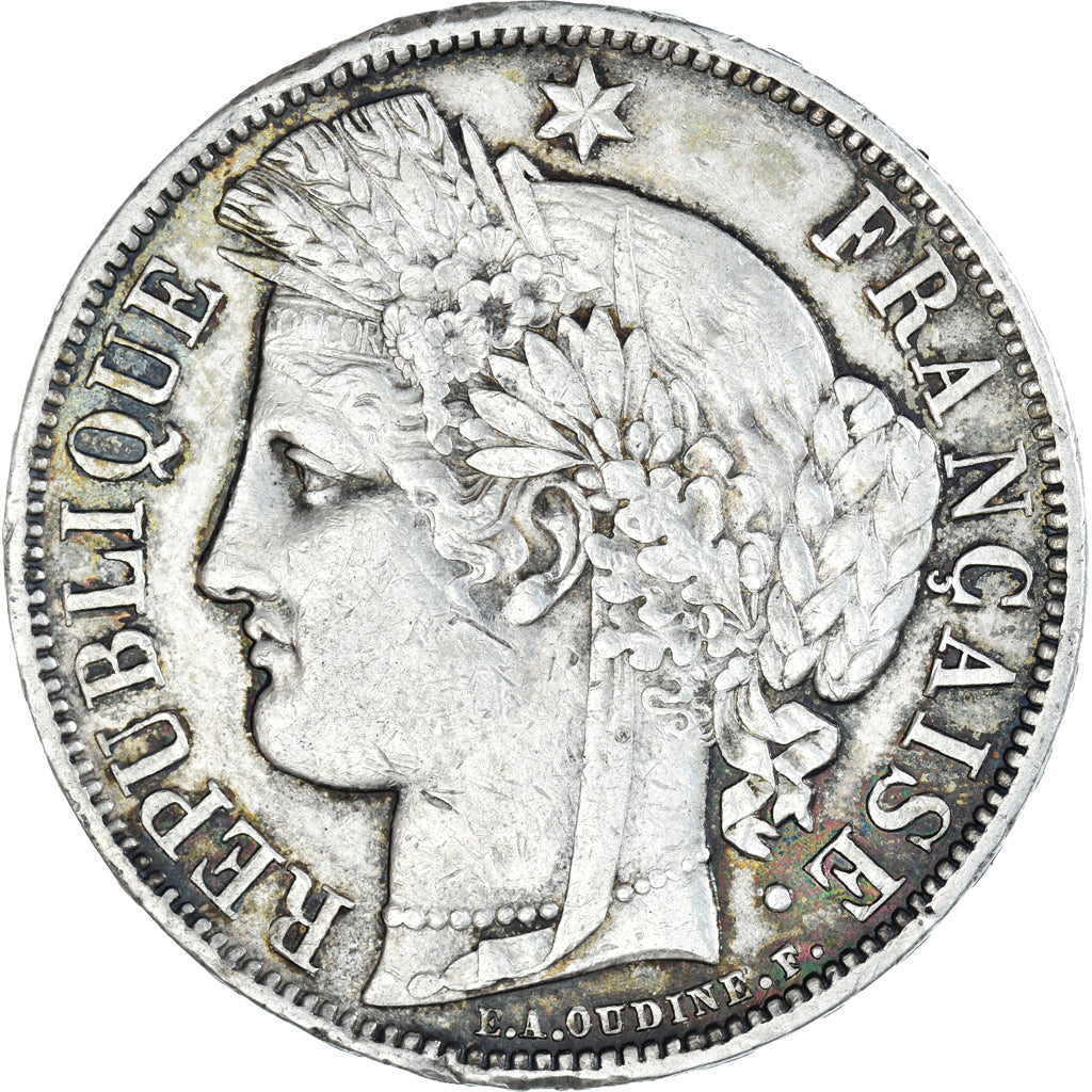 Moeda, França, Cérès, 5 Francs, 1870, Paris, EF(40-45), Prata, KM:819