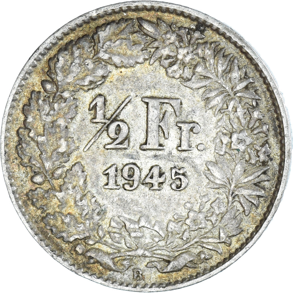 Coin, Switzerland, 1/2 Franc, 1945, Bern, VF(30-35), Silver, KM:23