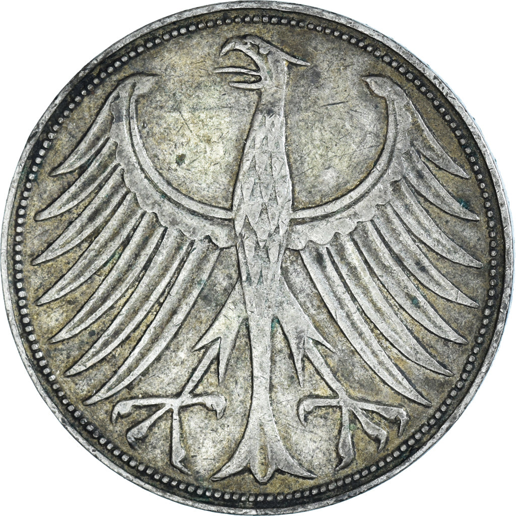 Coin, GERMANY - FEDERAL REPUBLIC, 5 Mark, 1951, Hambourg, VF(30-35), Silver