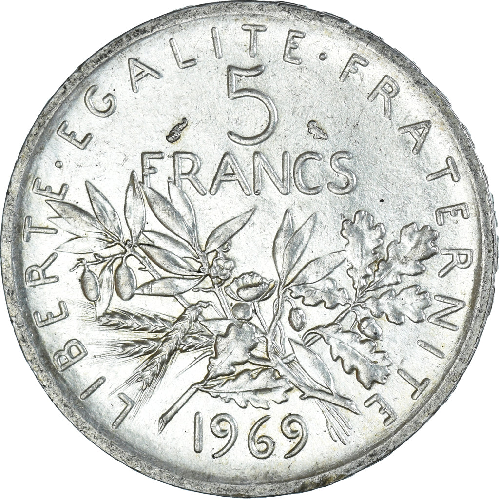 Coin, France, Semeuse, 5 Francs, 1969, Paris, MS(60-62), Silver, KM:926