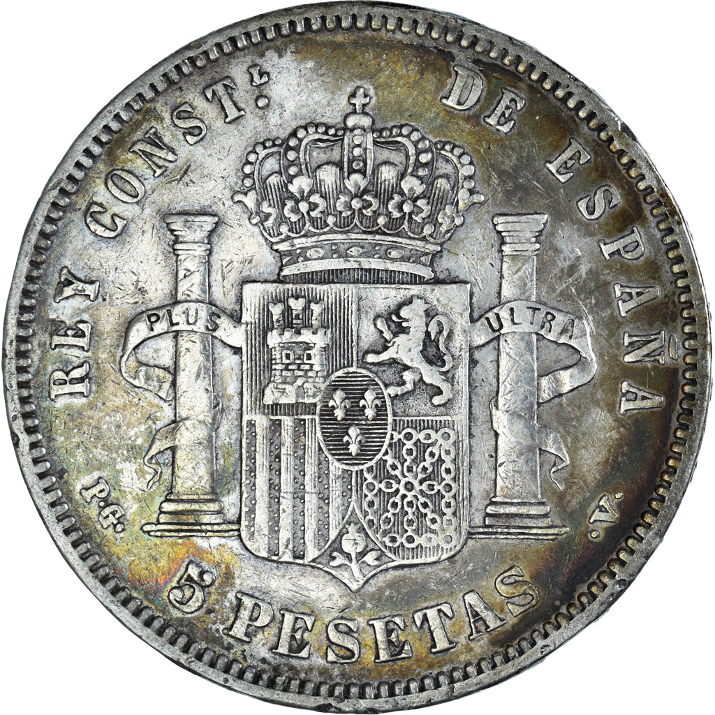 Moneda, España, Alfonso XIII, 5 Pesetas, 1894, Madrid, BC+, Plata, KM:700