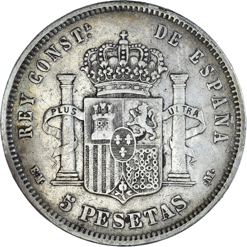 Münze, Spanien, Alfonso XII, 5 Pesetas, 1878, Madrid, S+, Silber, KM:676