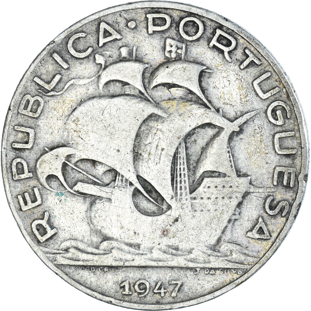 Moneta, Portogallo, 5 Escudos, 1947, MB, Argento, KM:581