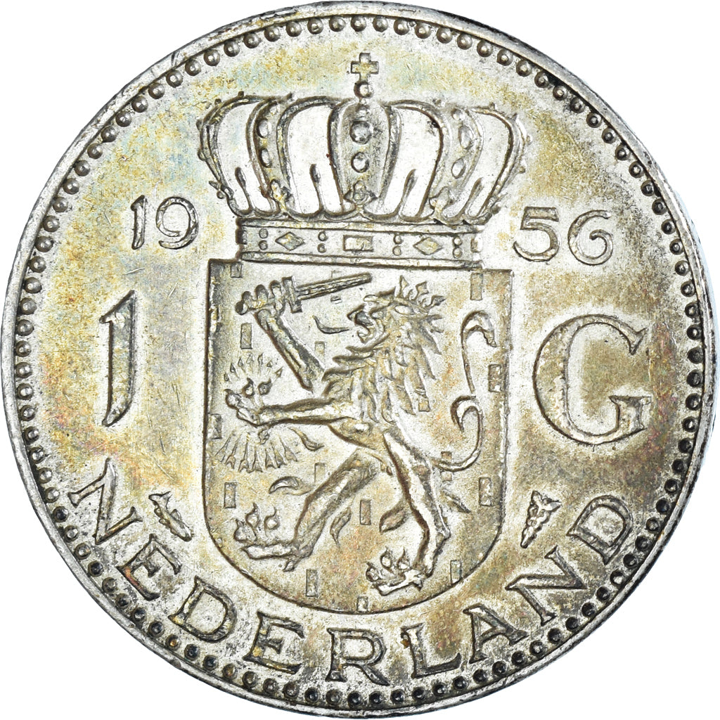 Coin, Netherlands, Juliana, Gulden, 1956, AU(50-53), Silver, KM:184