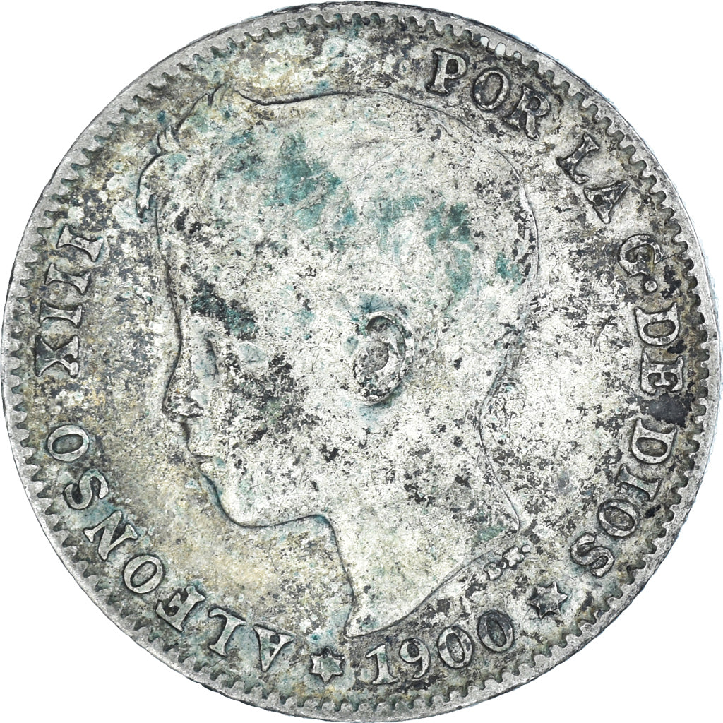 Moneta, Hiszpania, Alfonso XIII, Peseta, 1900, Madrid, VF(30-35), Srebro, KM:706
