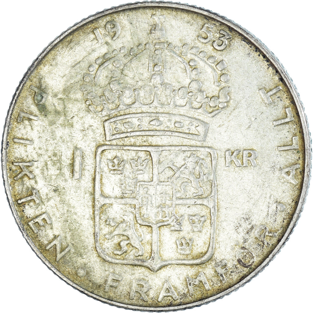 Coin, Sweden, Gustaf VI, Krona, 1953, EF(40-45), Silver, KM:826