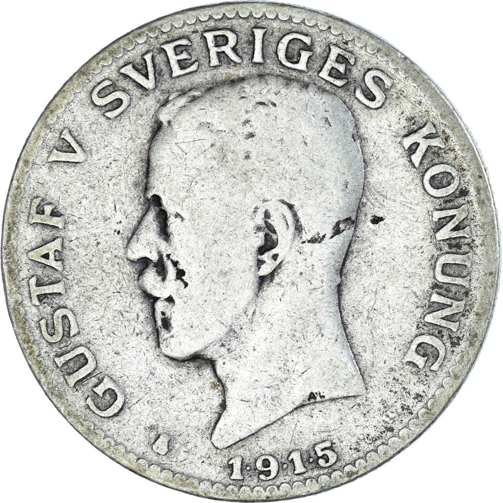 Moneta, Svezia, Gustaf V, Krona, 1915, B+, Argento, KM:786.1
