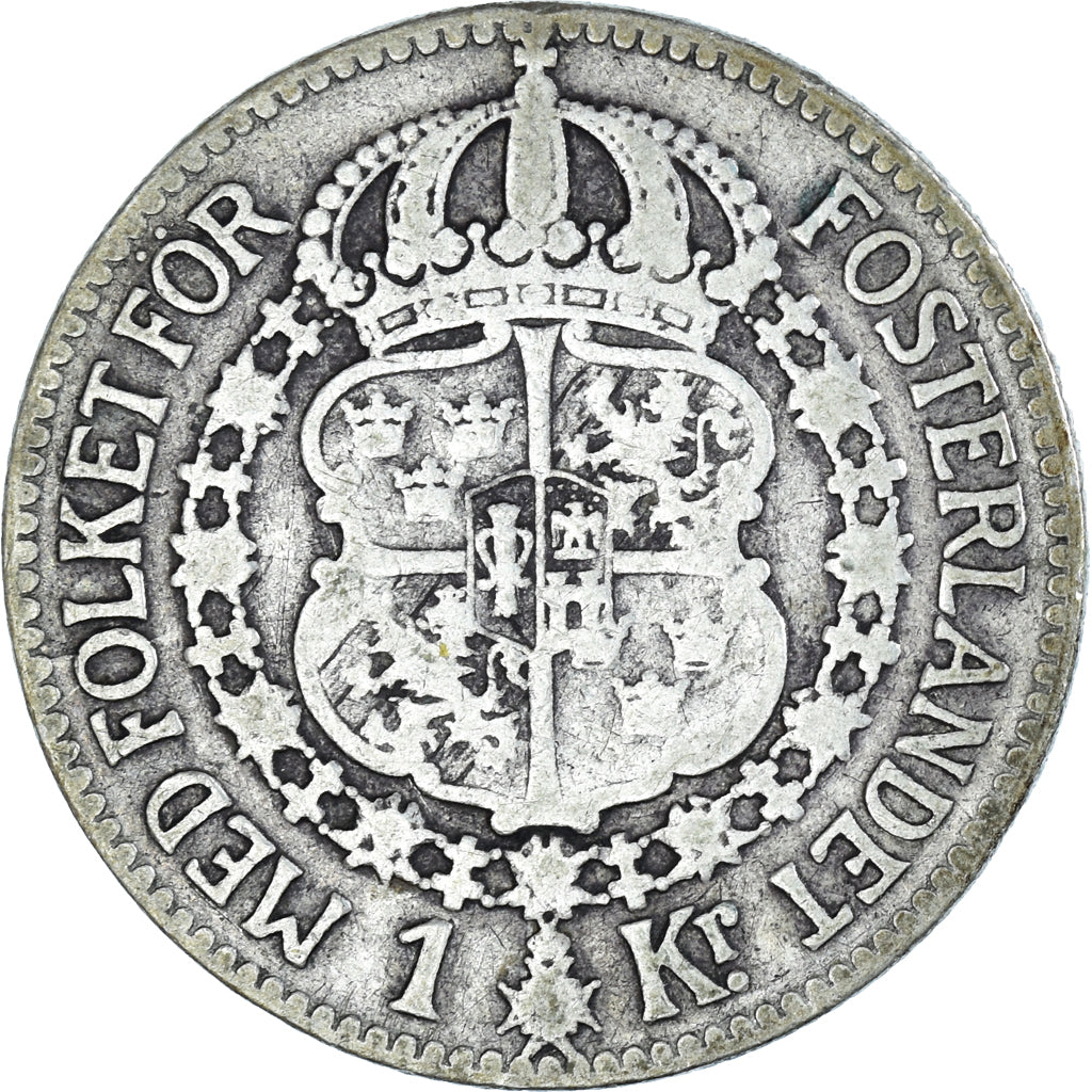 Moneta, Svezia, Gustaf V, Krona, 1915, B+, Argento, KM:786.1