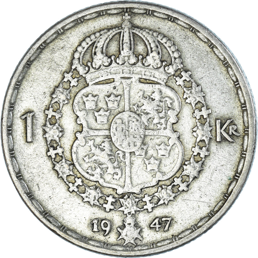 Coin, Sweden, Gustaf V, Krona, 1947, VF(30-35), Silver, KM:814
