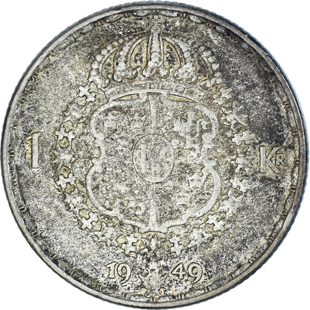Coin, Sweden, Gustaf V, Krona, 1949, VF(20-25), Silver, KM:814