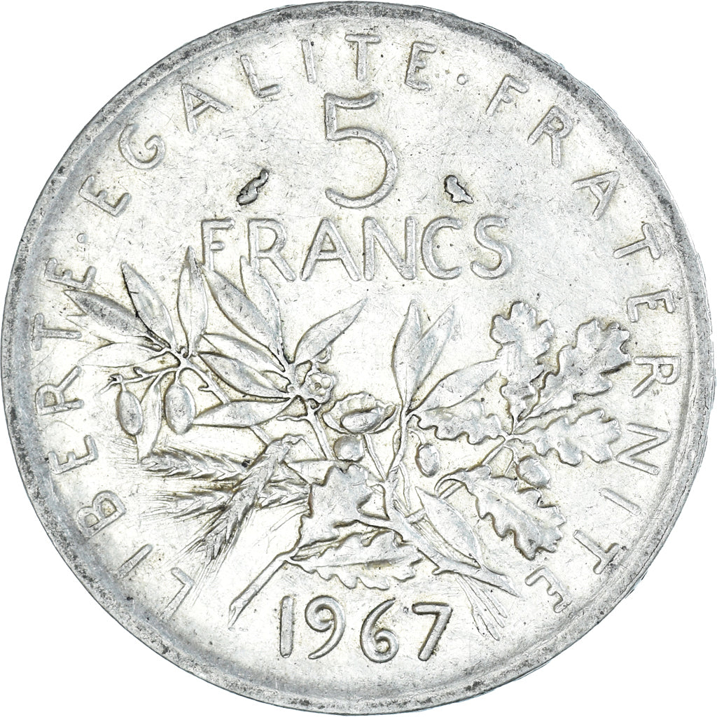 Coin, France, Semeuse, 5 Francs, 1967, Paris, AU(55-58), Silver, KM:926