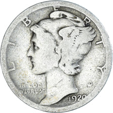 Coin, United States, Mercury Dime, Dime, 1920, U.S. Mint, San Francisco