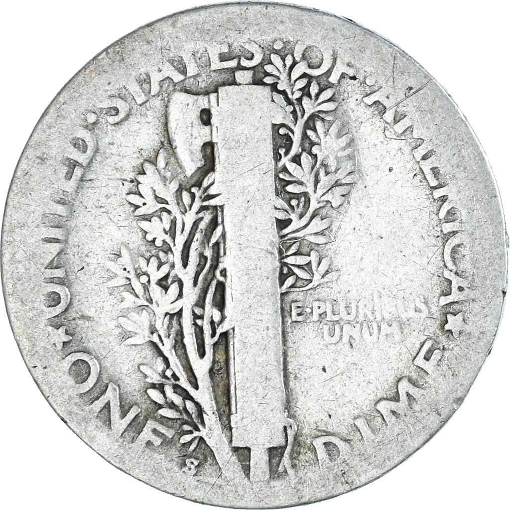 Coin, United States, Mercury Dime, Dime, 1920, U.S. Mint, San Francisco