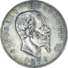 Moeda, Itália, Vittorio Emanuele II, 5 Lire, 1876, Rome, EF(40-45), Prata