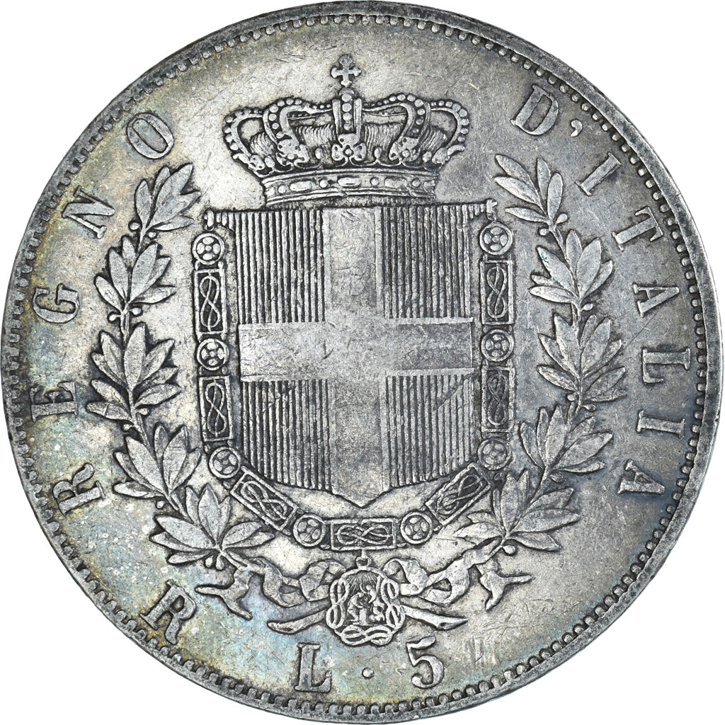 Moeda, Itália, Vittorio Emanuele II, 5 Lire, 1876, Rome, EF(40-45), Prata