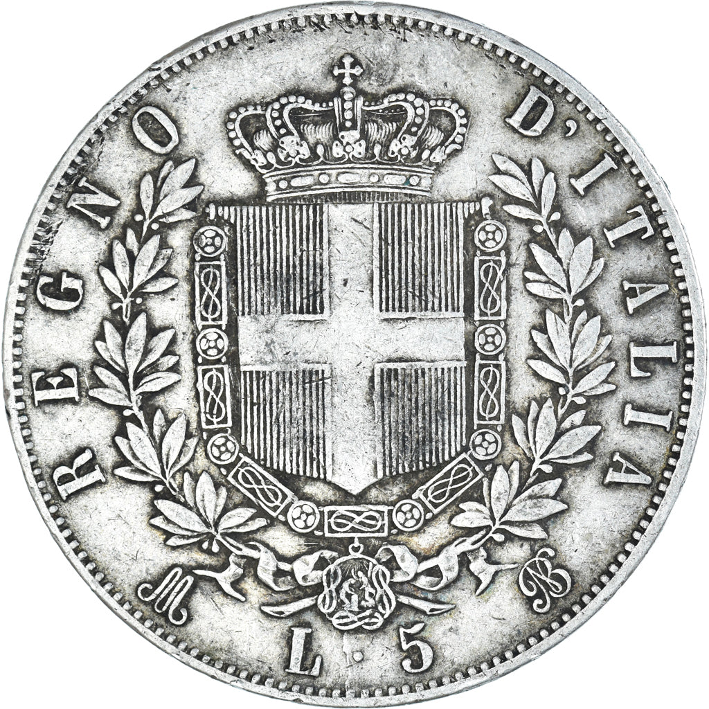 Moeda, Itália, Vittorio Emanuele II, 5 Lire, 1869, Milan, VF(30-35), Prata