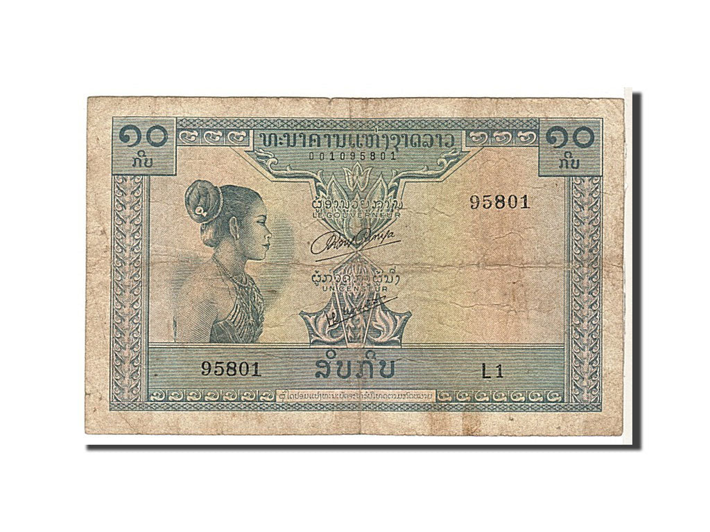 Banconote, Laos, 10 Kip, 1962, MB
