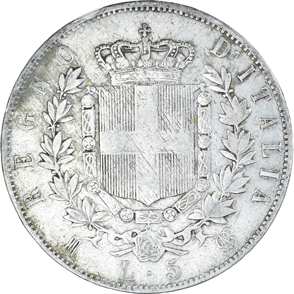 Italy, Vittorio Emanuele II, 5 Lire, 1869, Milan, VF(20-25), Silver, KM:8.3
