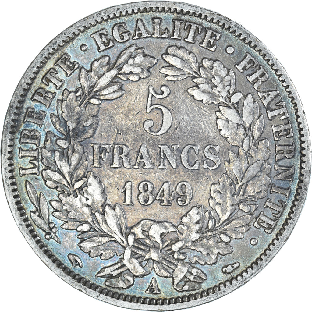 Moneta, Francia, Cérès, 5 Francs, 1849, Paris, MB+, Argento, KM:761.1