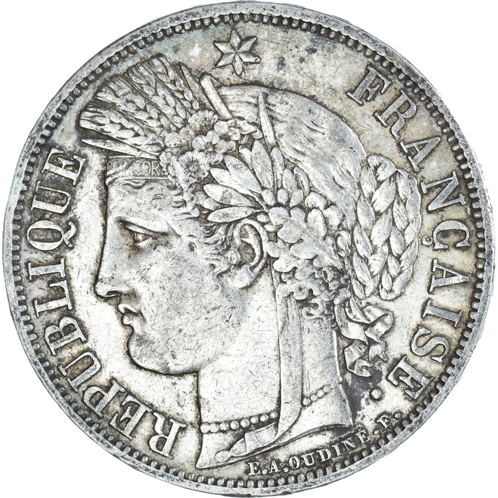 Moeda, França, Cérès, 5 Francs, 1849, Paris, EF(40-45), Prata, KM:761.1