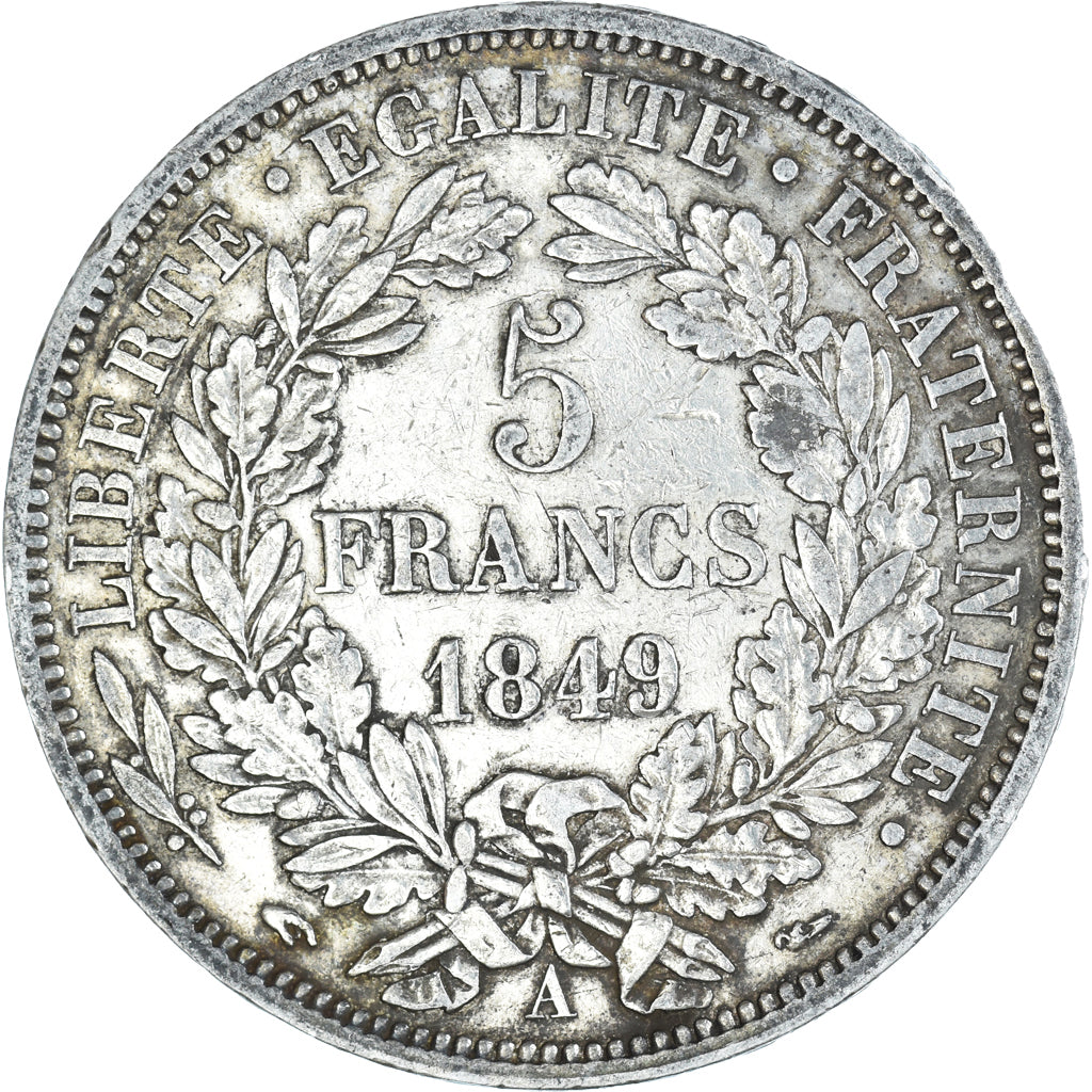 Moeda, França, Cérès, 5 Francs, 1849, Paris, EF(40-45), Prata, KM:761.1