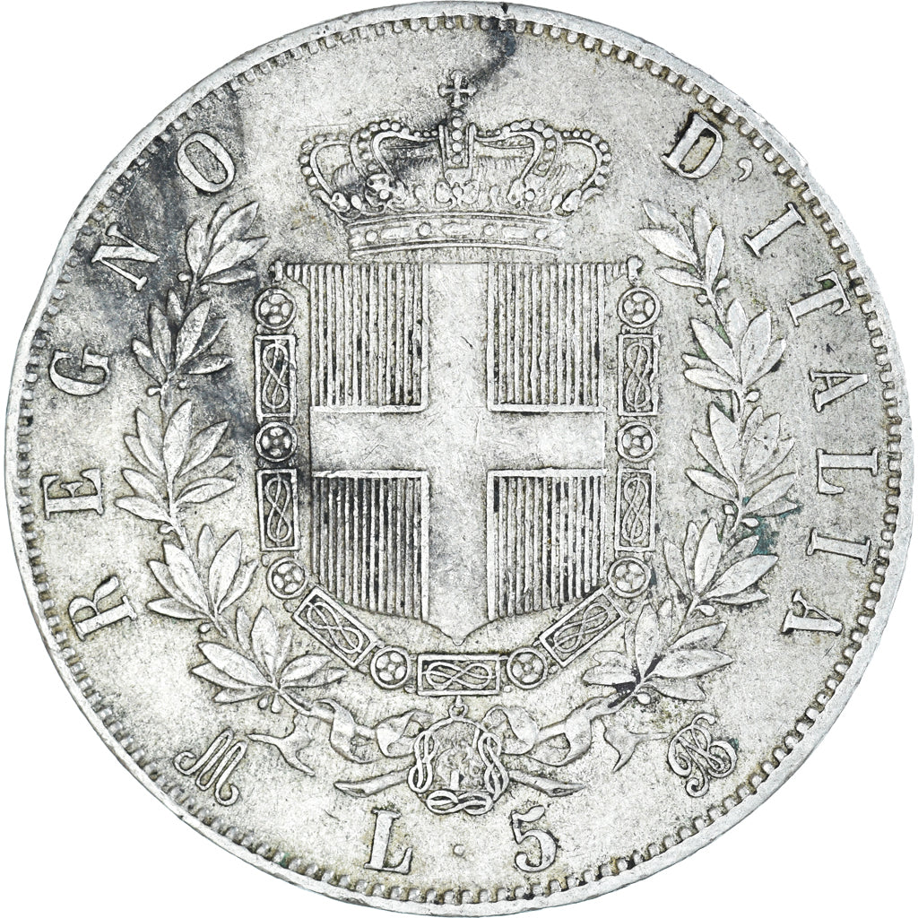 Coin, Italy, Vittorio Emanuele II, 5 Lire, 1869, Milan, EF(40-45), Silver