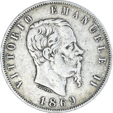 Monnaie, Italie, Vittorio Emanuele II, 5 Lire, 1869, Milan, TB, Argent, KM:8.3