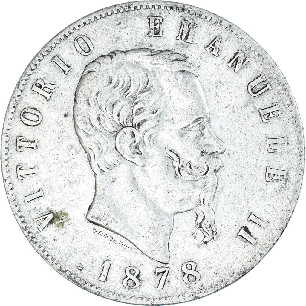 Coin, Italy, Vittorio Emanuele II, 5 Lire, 1878, Rome, VF(30-35), Silver, KM:8.4