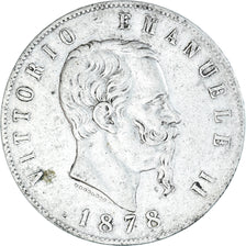 Coin, Italy, Vittorio Emanuele II, 5 Lire, 1878, Rome, VF(30-35), Silver, KM:8.4
