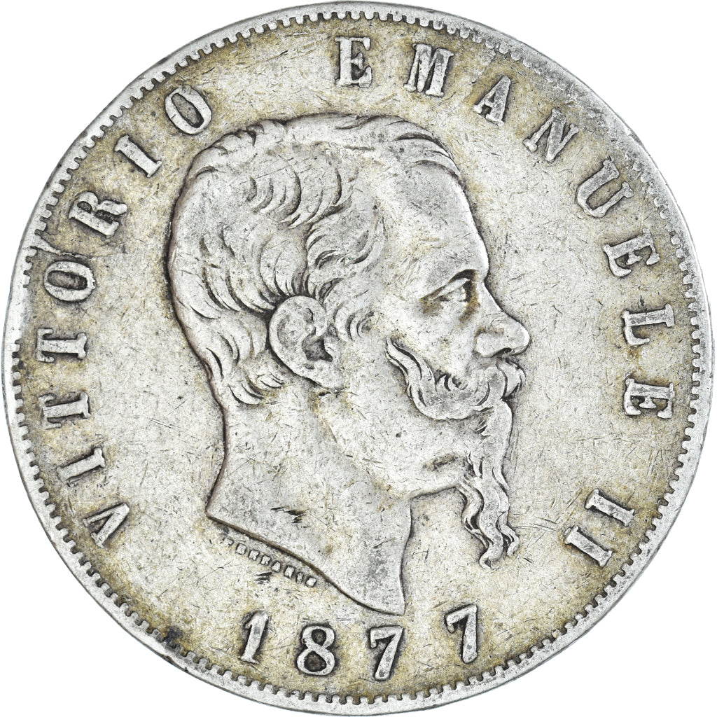 Monnaie, Italie, Vittorio Emanuele II, 5 Lire, 1877, Rome, TB+, Argent, KM:8.4