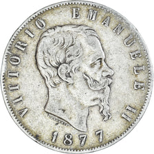 Monnaie, Italie, Vittorio Emanuele II, 5 Lire, 1877, Rome, TB+, Argent, KM:8.4