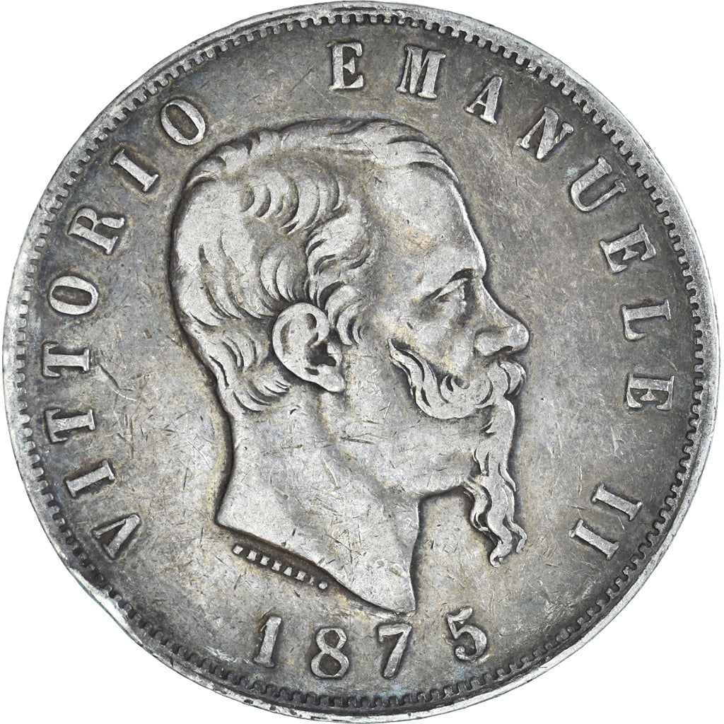 Munten, Italië, Vittorio Emanuele II, 5 Lire, 1875, Milan, FR+, Zilver, KM:8.3