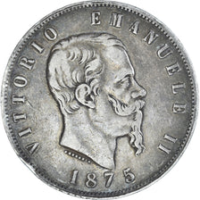 Munten, Italië, Vittorio Emanuele II, 5 Lire, 1875, Milan, FR+, Zilver, KM:8.3