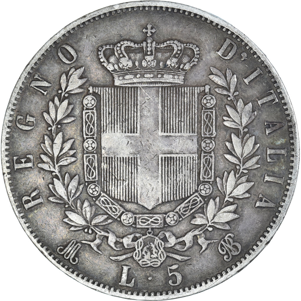 Munten, Italië, Vittorio Emanuele II, 5 Lire, 1875, Milan, FR+, Zilver, KM:8.3