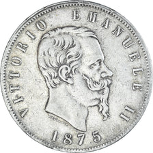Moeda, Itália, Vittorio Emanuele II, 5 Lire, 1875, Milan, VF(20-25), Prata