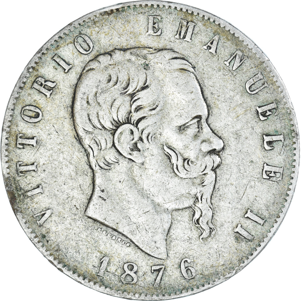 Coin, Italy, Vittorio Emanuele II, 5 Lire, 1876, Rome, VF(20-25), Silver, KM:8.4