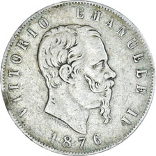 Coin, Italy, Vittorio Emanuele II, 5 Lire, 1876, Rome, VF(20-25), Silver, KM:8.4