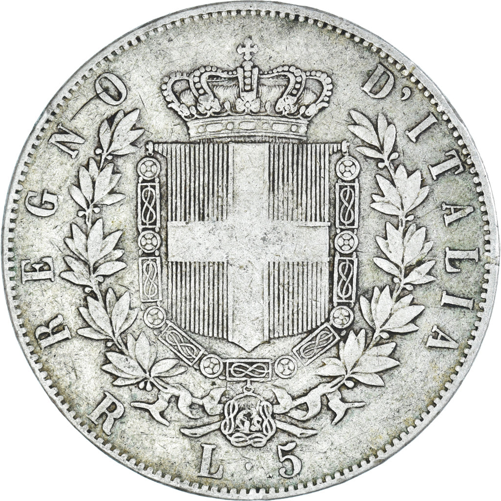 Coin, Italy, Vittorio Emanuele II, 5 Lire, 1876, Rome, VF(20-25), Silver, KM:8.4